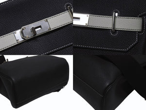 未使用 HERMES エルメス ケリー スペシャルオーダー品 アッカドGM ショルダーバッグ W刻印 ブラック グリスパール シルバー金具 中古 4b006142