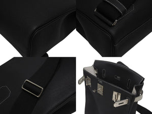 未使用 HERMES エルメス ケリー スペシャルオーダー品 アッカドGM ショルダーバッグ W刻印 ブラック グリスパール シルバー金具 中古 4b006142