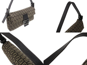 極美品 FENDI フェンディ ズッキーノ柄 マンマバケット ワンショルダーバッグ 8BR000 ブラウン ガンメタリック金具 中古 4b006144