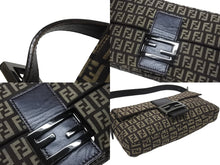 Load image into Gallery viewer, 極美品 FENDI フェンディ ズッキーノ柄 マンマバケット ワンショルダーバッグ 8BR000 ブラウン ガンメタリック金具 中古 4b006144