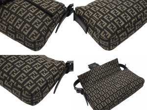 極美品 FENDI フェンディ ズッキーノ柄 マンマバケット ワンショルダーバッグ 8BR000 ブラウン ガンメタリック金具 中古 4b006144