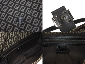 極美品 FENDI フェンディ ズッキーノ柄 マンマバケット ワンショルダーバッグ 8BR000 ブラウン ガンメタリック金具 中古 4b006144