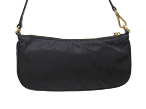 新品未使用 PRADA プラダ ワンショルダーバッグ ナイロン サフィアーノレザー ブラック イタリア製 ゴールド金具 中古 4b006145