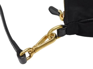 新品未使用 PRADA プラダ ワンショルダーバッグ ナイロン サフィアーノレザー ブラック イタリア製 ゴールド金具 中古 4b006145