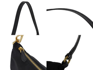 新品未使用 PRADA プラダ ワンショルダーバッグ ナイロン サフィアーノレザー ブラック イタリア製 ゴールド金具 中古 4b006145