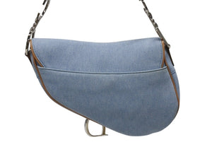 Christian Dior クリスチャンディオール デニム サドルバッグ ワンショルダーバッグ レザー ジョンガリアーノ 美品 中古 4b006146