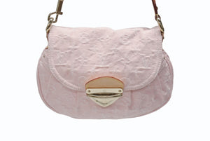 LOUIS VUITTON ルイヴィトン サンセット ワンショルダーバッグ M13347 モノグラム デニム レザー ピンク ゴールド金具 美品 中古 4b006152