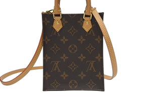 極美品 LOUIS VUITTON ルイヴィトン プティット サックプラ ハンドバッグ M69442 2WAY モノグラム ブラウン ゴールド金具 中古 4b006153