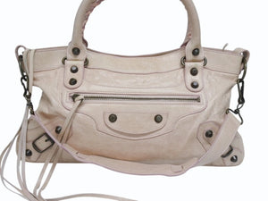BALENCIAGA バレンシアガ ザ ファースト 2WAY ショルダーバッグ 103208 ピンク アイボリー レザー ハンドバッグ 美品 中古 4b006154