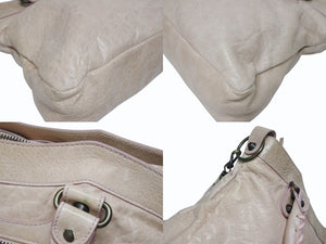 BALENCIAGA バレンシアガ ザ ファースト 2WAY ショルダーバッグ 103208 ピンク アイボリー レザー ハンドバッグ 美品 中古 4b006154