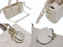 画像をギャラリービューアに読み込む, 極美品 CHRISTIAN DIOR クリスチャンディオール LADY D-JOY 2WAYバッグ マイクロバッグ カナージュベージュ ラムスキン ゴールド金具 中古 4b006155 