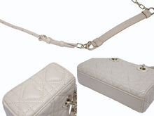 画像をギャラリービューアに読み込む, 極美品 CHRISTIAN DIOR クリスチャンディオール LADY D-JOY 2WAYバッグ マイクロバッグ カナージュベージュ ラムスキン ゴールド金具 中古 4b006155 