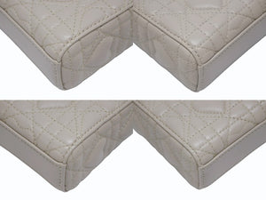 極美品 CHRISTIAN DIOR クリスチャンディオール LADY D-JOY 2WAYバッグ マイクロバッグ カナージュベージュ ラムスキン ゴールド金具 中古 4b006155 