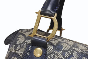 Christian Dior クリスチャンディオール クリスチャンディオール ハンドバッグ PZ0401 ネイビー キャンバス レザー 良品 中古 4b006160