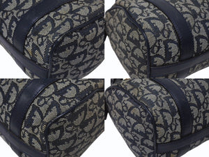 Christian Dior クリスチャンディオール クリスチャンディオール ハンドバッグ PZ0401 ネイビー キャンバス レザー 良品 中古 4b006160