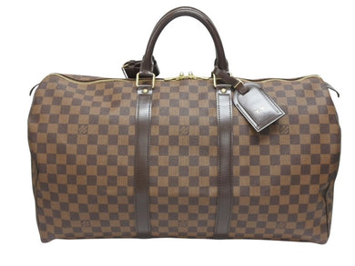 極美品 LOUIS VUITTON ルイ ヴィトン キーポル50 ボストンバッグ N41427 ダミエキャンバス ブラウン ゴールド金具 中古 4b006161