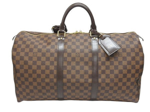 極美品 LOUIS VUITTON ルイ ヴィトン キーポル50 ボストンバッグ N41427 ダミエキャンバス ブラウン ゴールド金具 中古 4b006161