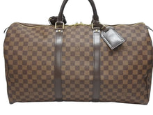 Load image into Gallery viewer, 極美品 LOUIS VUITTON ルイ ヴィトン キーポル50 ボストンバッグ N41427 ダミエキャンバス ブラウン ゴールド金具 中古 4b006161