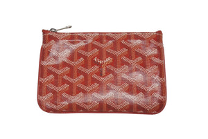 極美品 GOYARD ゴヤール セナ ミニポーチ SENAT2MINTY09CL09P レザー PVC レッド シルバー金具 中古 4b006163 