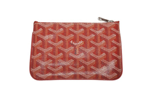 極美品 GOYARD ゴヤール セナ ミニポーチ SENAT2MINTY09CL09P レザー PVC レッド シルバー金具 中古 4b006163 