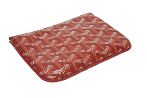極美品 GOYARD ゴヤール セナ ミニポーチ SENAT2MINTY09CL09P レザー PVC レッド シルバー金具 中古 4b006163 