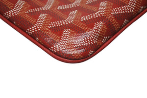 極美品 GOYARD ゴヤール セナ ミニポーチ SENAT2MINTY09CL09P レザー PVC レッド シルバー金具 中古 4b006163 