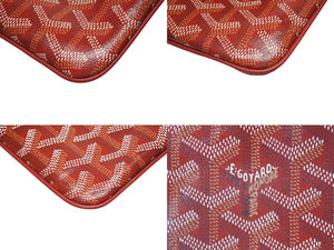極美品 GOYARD ゴヤール セナ ミニポーチ SENAT2MINTY09CL09P レザー PVC レッド シルバー金具 中古 4b006163 