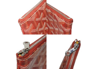 極美品 GOYARD ゴヤール セナ ミニポーチ SENAT2MINTY09CL09P レザー PVC レッド シルバー金具 中古 4b006163 