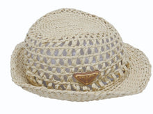 Load image into Gallery viewer, PRADA プラダ クロシェ フェドーラ ハット 1HC360-2M2S ナチュラル ベージュ サイズS 美品 中古 4b006165