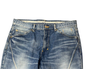 n(n) BY NUMBER (N)INE エヌエヌバイナンバーナイン デニムパンツ ダメージ加工 コットン ポリウレタン ブルー サイズ3 美品 中古 4b006116
