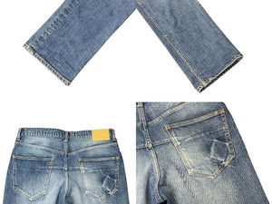 n(n) BY NUMBER (N)INE エヌエヌバイナンバーナイン デニムパンツ ダメージ加工 コットン ポリウレタン ブルー サイズ3 美品 中古 4b006116