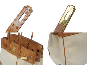 HERMES エルメス BIRKIN バーキン35 ゴールド ゴールド金具 ヴォーガリバー トワルアッシュ ハンドバッグ □B刻印 美品 中古 4b006170