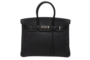HERMES エルメス BIRKIN バーキン35 ブラック ゴールド金具 トリヨンクレマンス ハンドバッグ □H刻印 美品 中古 4b006171
