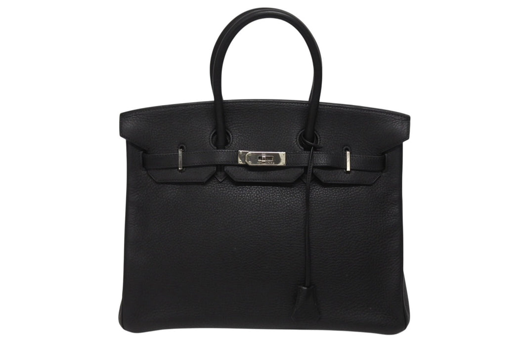 HERMES エルメス BIRKIN バーキン35 ブラック ゴールド金具 トリヨンクレマンス ハンドバッグ □H刻印 美品 中古 4b006171