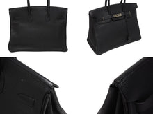 Load image into Gallery viewer, HERMES エルメス BIRKIN バーキン35 ブラック ゴールド金具 トリヨンクレマンス ハンドバッグ □H刻印 美品 中古 4b006171