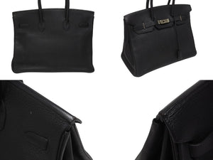 HERMES エルメス BIRKIN バーキン35 ブラック ゴールド金具 トリヨンクレマンス ハンドバッグ □H刻印 美品 中古 4b006171