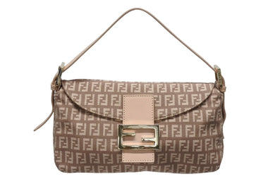 FENDI フェンディ ズッキーノ柄 マンマバケット ワンショルダーバッグ 8BR003 ピンク ガンメタリック金具 美品 中古 4b006144