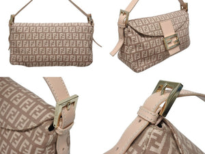 FENDI フェンディ ズッキーノ柄 マンマバケット ワンショルダーバッグ 8BR003 ピンク ガンメタリック金具 美品 中古 4b006144