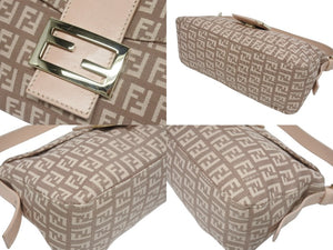 FENDI フェンディ ズッキーノ柄 マンマバケット ワンショルダーバッグ 8BR003 ピンク ガンメタリック金具 美品 中古 4b006144