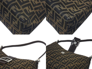 FENDI フェンディ マンマバケット ワンショルダーバッグ 26424 ズッカ柄 ブラウン キャンバス レザー シルバー金具 美品 中古 4b006181