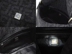 FENDI フェンディ マンマバケット ワンショルダーバッグ ズッカ柄 ブラック グレー ウール レザー シルバー金具 美品 中古 4b006182 