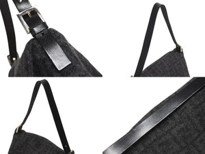 FENDI フェンディ マンマバケット ワンショルダーバッグ ズッカ柄 ブラック グレー ウール レザー シルバー金具 美品 中古 4b006182 