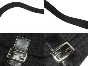 FENDI フェンディ マンマバケット ワンショルダーバッグ ズッカ柄 ブラック グレー ウール レザー シルバー金具 美品 中古 4b006182 