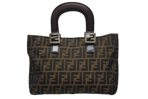 FENDI フェンディ ハンドバッグ トートバッグ ズッカ柄 キャンバス ブラウン ゴールド金具 美品 中古 4b006183