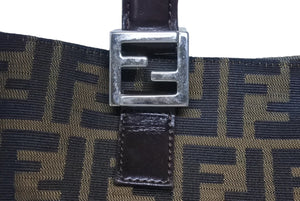 FENDI フェンディ ハンドバッグ トートバッグ ズッカ柄 キャンバス ブラウン ゴールド金具 美品 中古 4b006183