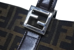 FENDI フェンディ ハンドバッグ トートバッグ ズッカ柄 キャンバス ブラウン ゴールド金具 美品 中古 4b006183