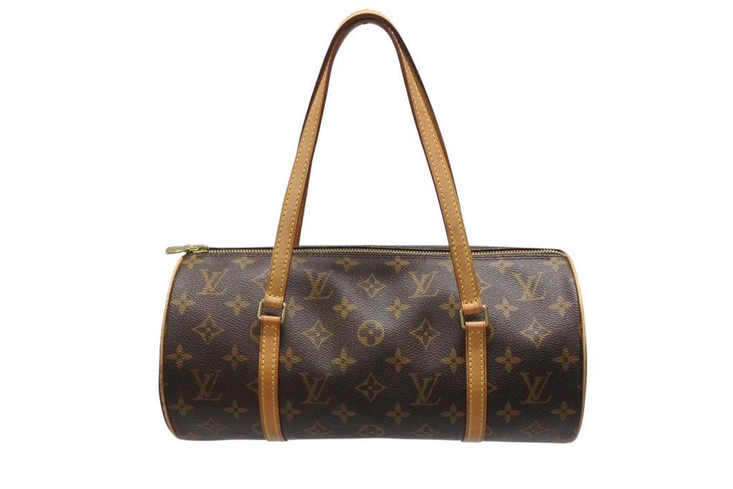 極美品 LOUIS VUITTON ルイヴィトン パピヨン30 ハンドバッグ M51385 筒型 モノグラムキャンバス ブラウン 中古 4b006188
