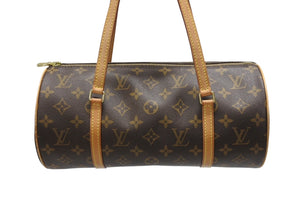 極美品 LOUIS VUITTON ルイヴィトン パピヨン30 ハンドバッグ M51385 筒型 モノグラムキャンバス ブラウン 中古 4b006188