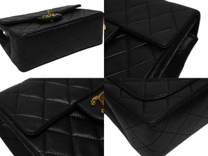 極美品 CHANEL シャネル ミニマトラッセ 17 チェーンショルダーバッグ 1番台 ラムスキン ココマーク ブラック ゴールド金具 中古 4b006189