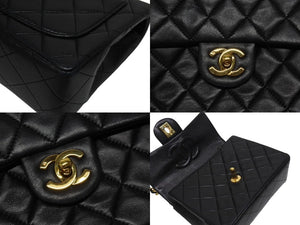 極美品 CHANEL シャネル ミニマトラッセ 17 チェーンショルダーバッグ 1番台 ラムスキン ココマーク ブラック ゴールド金具 中古 4b006189